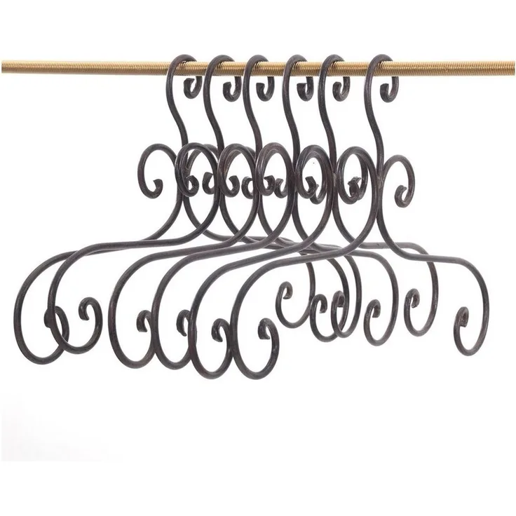 DESIGN DELIGHTS Garderobenständer KLEIDERBÜGEL 6 ER SET "AMELIE", Metall, braun, 41cm, Kleiderhaken