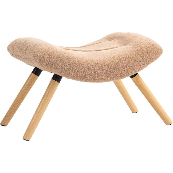 Moderner Fußhocker mit Fleece-Bezug und Holzbeinen, gepolstert, für Wohnzimmer, Schlafzimmer, Flur, Braun--Braun--67x45x38cm--YOUDENOVA – Bild 1