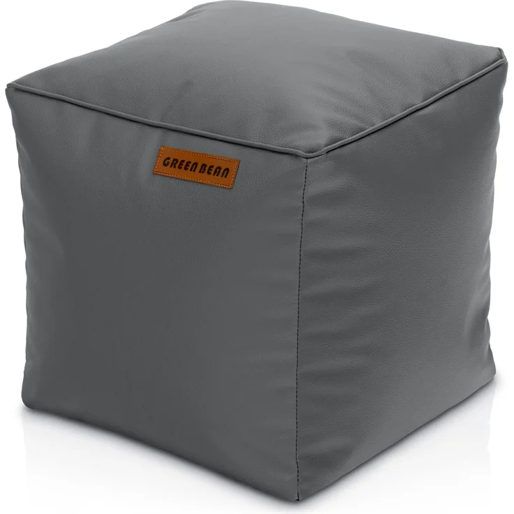 Green Bean® Sitzhocker aus Kunstleder - Pouf mit EPS Perlen Füllung - 40 x 40 cm - perfekte Ergänzung zum Sitzsack - Grau – Bild 1
