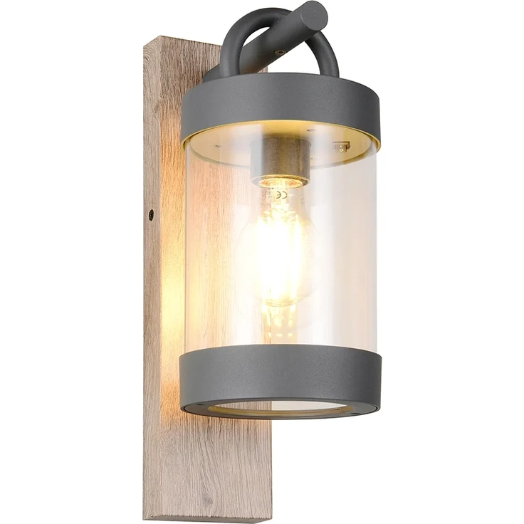Außenwandleuchte SAMBESI Laterne im Landhausstil, Holzoptik, Höhe 33cm – Bild 2