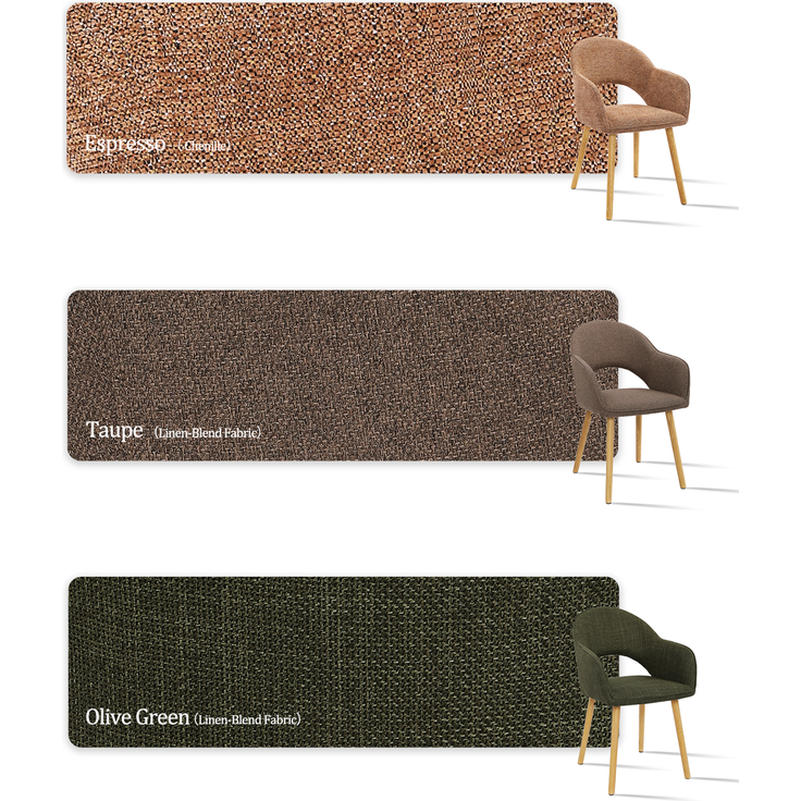 GOEURVANT 1316 Esszimmerstühle 6er-Set mit Armlehnen, Chenille - Orange – Bild 10