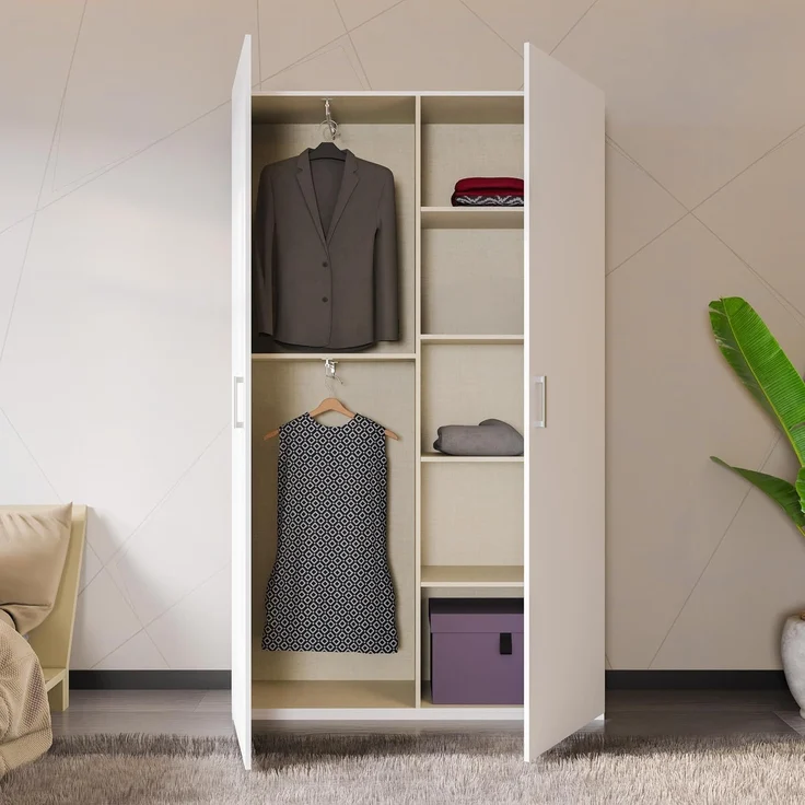 Forte HOME NOOK Mehrzweckschrank, modern mit 2 Türen, Holzwerkstoff, Weiß, 119,5x210,5x42 cm – Bild 5