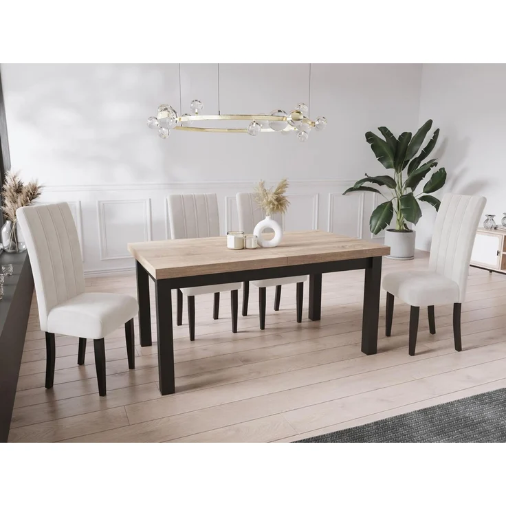 WFL GROUP Esstisch Gemini ausziehbar rechteckig modern mit schwarzen Holzbeinen (MADE IN EU, 5 Gr. – 120/140/160/170/200 cm ausziehbar auf 160/180/210/250/300 cm), platzsparender Tisch in Holzoptik für Küche, Esszimmer oder Wohnzimmer – Bild 5