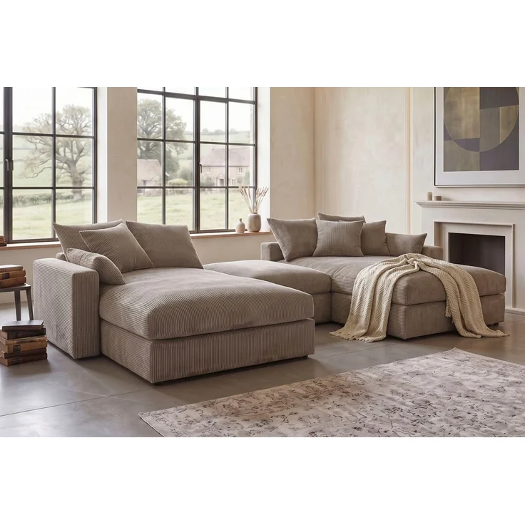 OTTO home Wohnlandschaft Cosy Lounge U-Form, Breite 385 cm, Mega-Sofa mit Cordstoff bezogen, mit Federkern & 5 Zierkissen – Bild 1