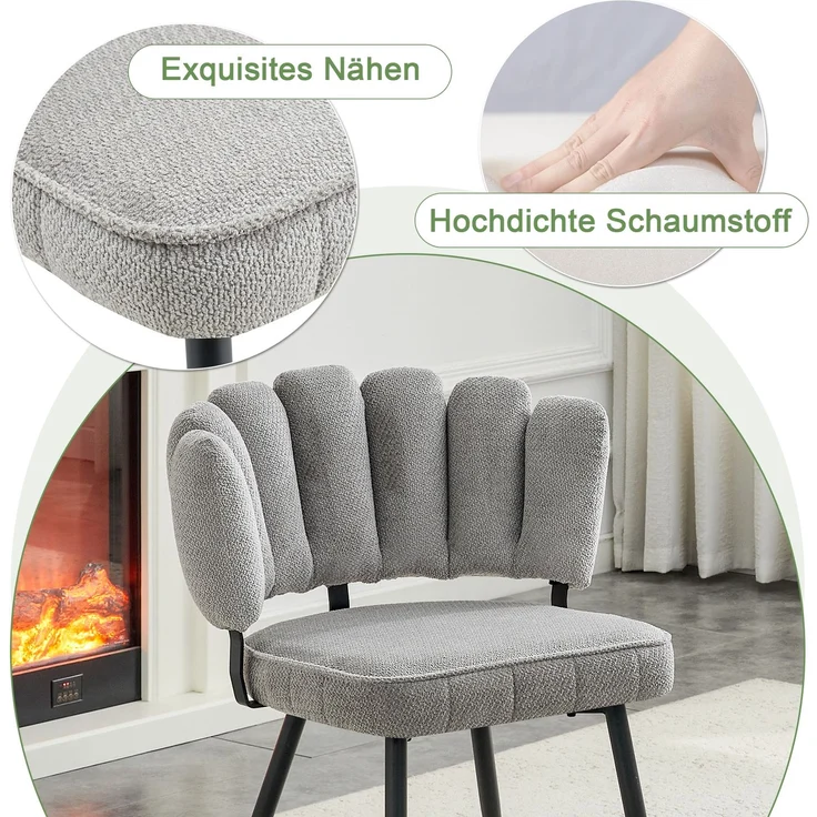 Esstisch-Set H 75 x T 107 x B 107 cm rund in Nussbaum-Optik mit 2 Stühlen, Stauraum-Ebene, MDF und Metallgestell – Bild 5