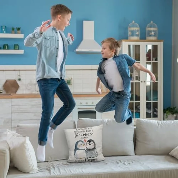 speecheese Dekokissen Pinguinpärchen Kuschelkissen mit Spruch Du bist mein Pinguin – Bild 6