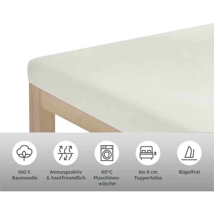 OTTO home Spannbettlaken Physalis Topper COMFORT, Jersey, Gummizug: rundum, (1 Stück), Baumwolle, Matratzen bis 10 cm Höhe, Bettlaken, Spannbetttuch, Laken