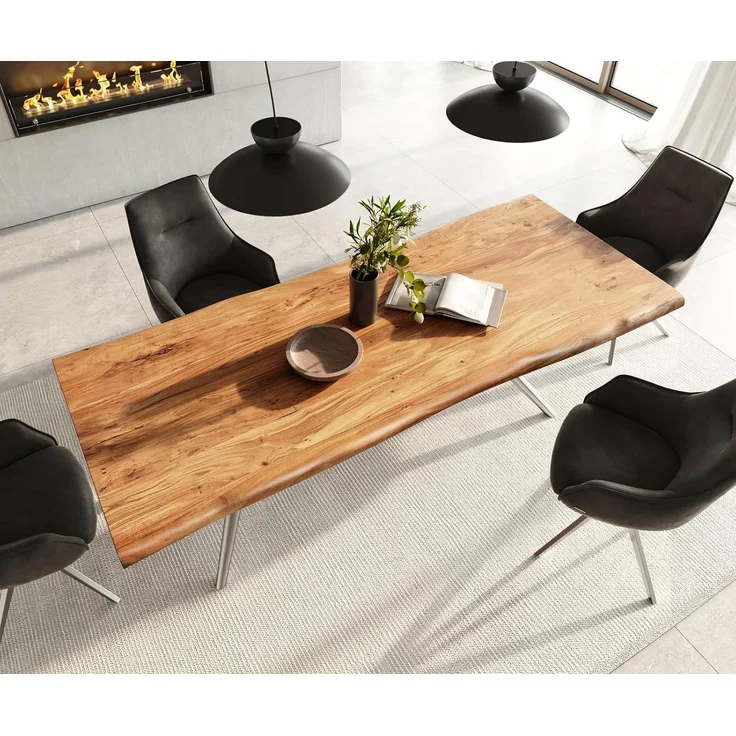 Esstisch Edge 240x100 Akazie Natur Estelar rund Edelstahl Live-Edge – Bild 5