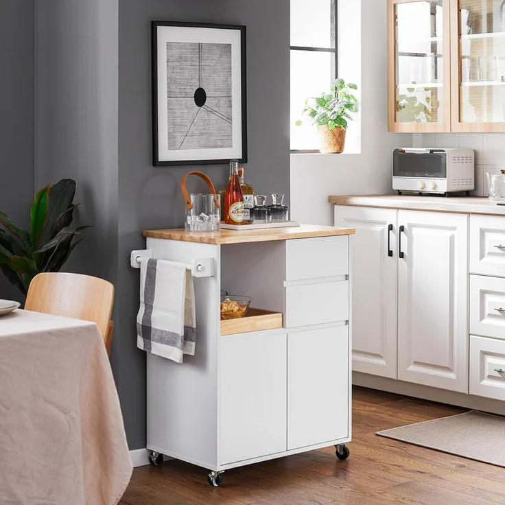 SoBuy FKW123-WN Küchenwagen, MDF, Lackiert, Weiß, 72 x 84 x 42 cm – Bild 2