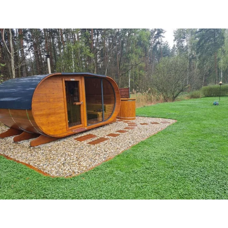 GardenAndPools Garten Sauna Panorama, Platz für ca. 6–10 Personen (sitzend) oder 3–5 Personen (liegend), 500 × 245 × 215 cm – Bild 3