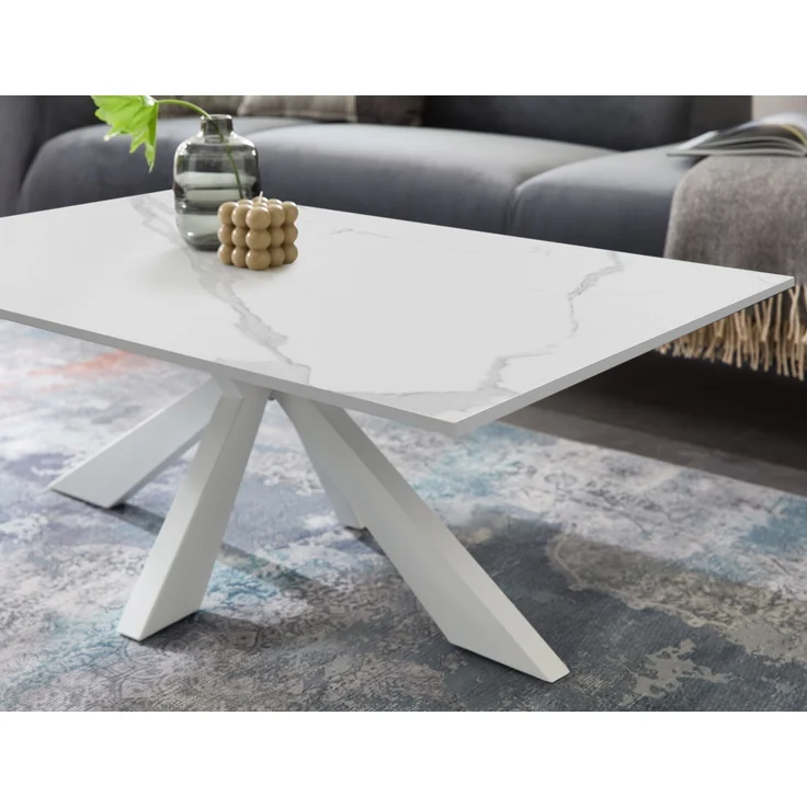 Couchtisch >Noah< in weiß, Keramik, Metall - 110x40x70cm (BxHxT) – Bild 4