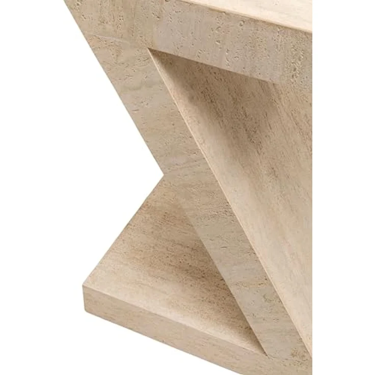 Kare Design Beistelltisch Luxury Z Travertine, Beige, Ablage, Couchtisch, Wohnzimmertisch, Z-Form, Stein-Optik, 61 x 44 x 33 cm (H/B/T) – Bild 4