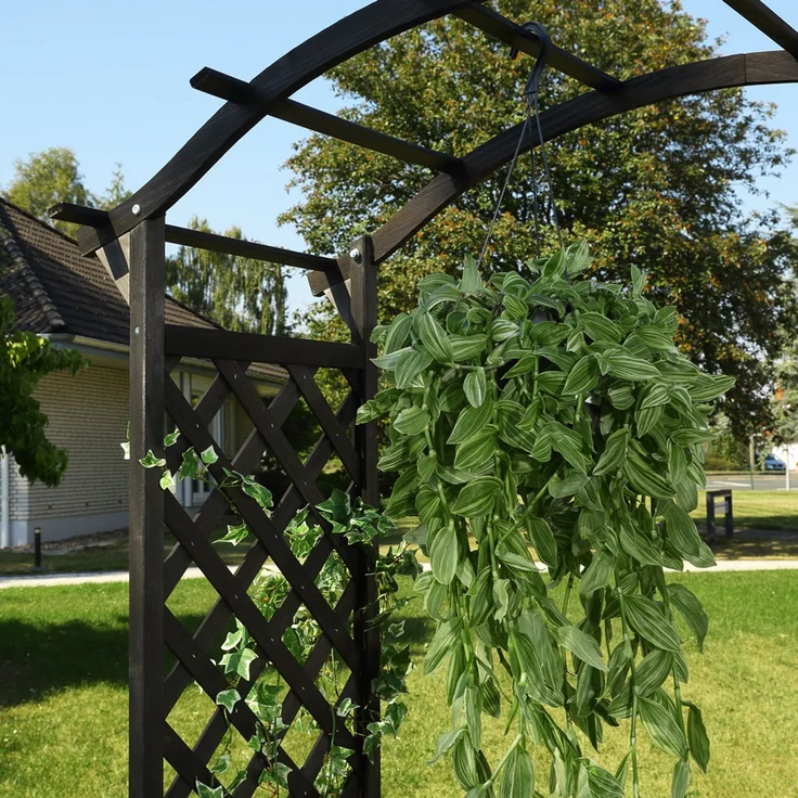 Rosenbogen Schwarz + Türen Spalier Rankhilfe Gitter Holz Pergola Garten Torbogen – Bild 6