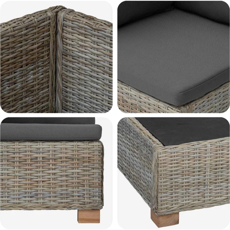 vidaXL Ecksofa mit Kissen GENDT Natürliches Rattan Kubu Grau 42034383 – Bild 6
