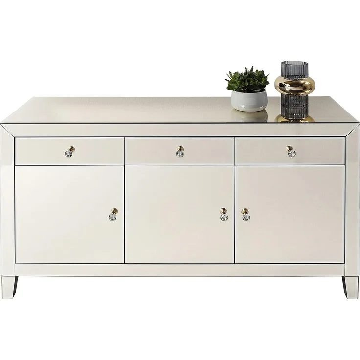 Kare Design Sideboard Luxury Champagne, Champagnerfarbenes Sideboard verspiegelt, mit Türen und Schüben, edle Griffe, (H/B/T) 77 x 140,5 x 45 cm, Champagner