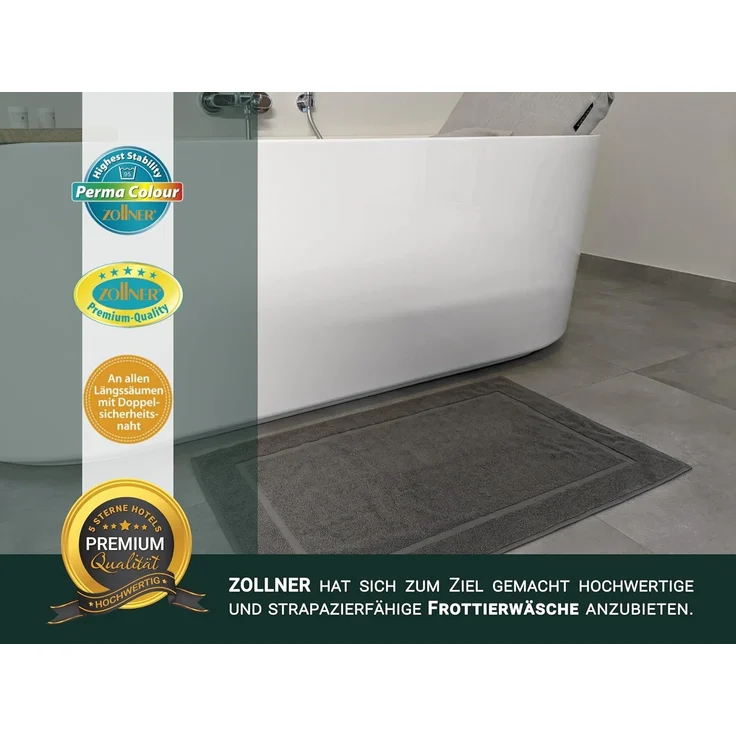 ZOLLNER Badematten 2er Set, taupe, 50x80 cm, 100% Baumwolle – Bild 6