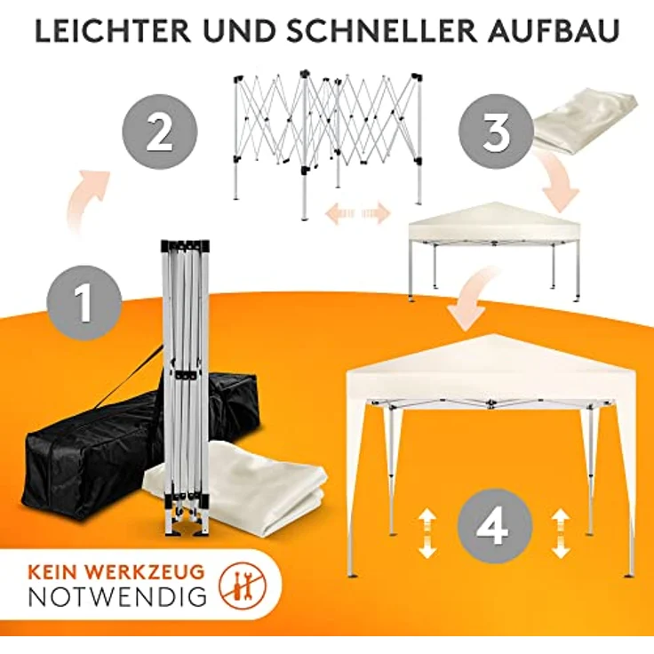 Kronenburg Faltpavillon wasserdicht Dachmaß 2x2 m UV Schutz 50+ Pavillon in Champagner – Bild 4