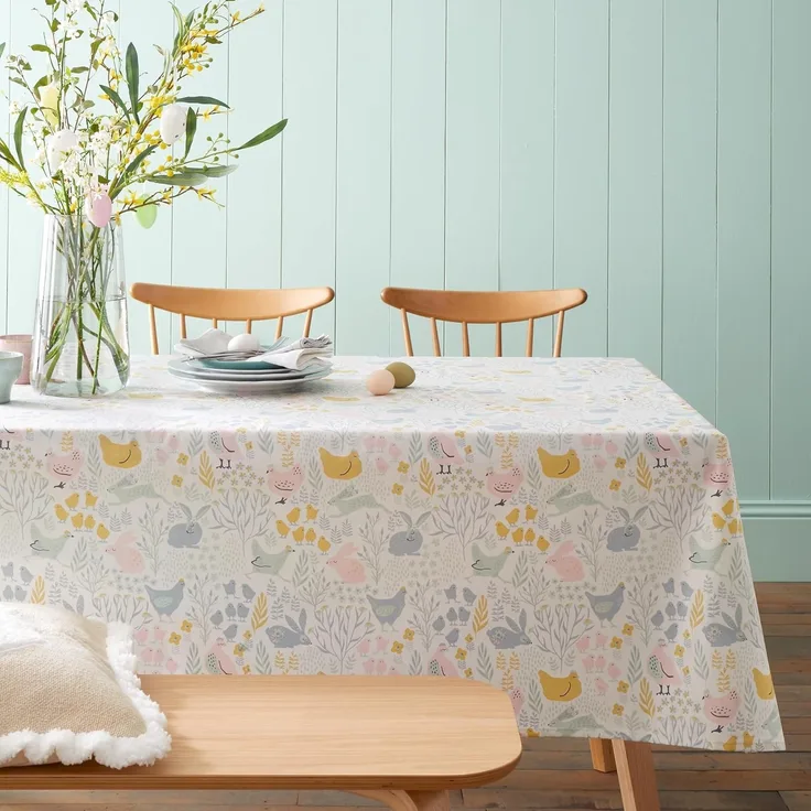 Catherine Lansfield Dining Cottage Friends Tischdecke, 137x229 cm, Natur