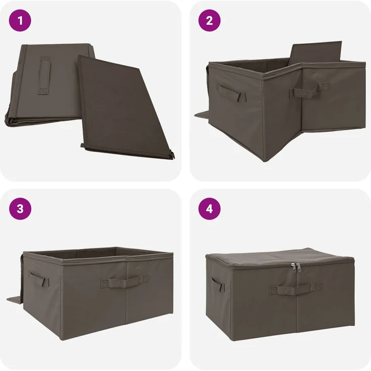 vidaXL Aufbewahrungsbox 24 stk. Vliesstoff 55 x 35 x 32 cm 61,6 L Grau 42024631 – Bild 10