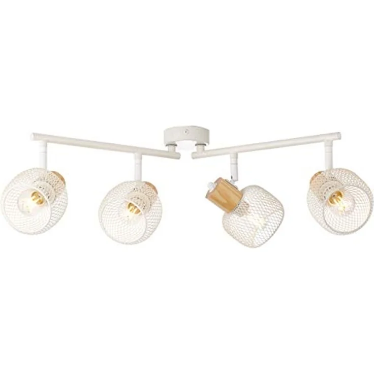 Brilliant Deckenstrahler Giada, ohne Leuchtmittel, 74 cm, 4 x E14, Köpfe schwenkbar, Metall/Holz, weiß/natur – Bild 5