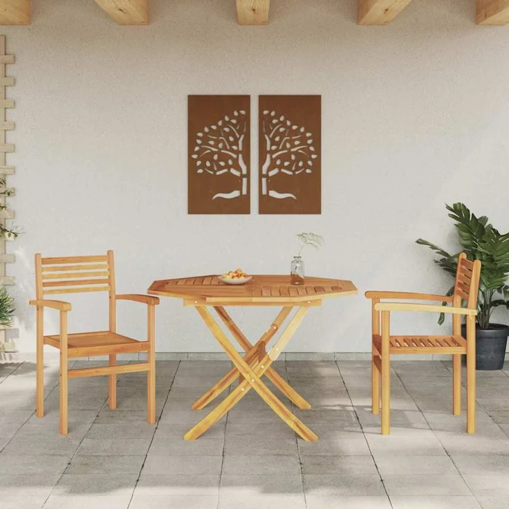 vidaXL Stuhl 2 pcs Braun 56 x 55 x 90,5 cm Massivholz Teak 42002314 – Bild 2
