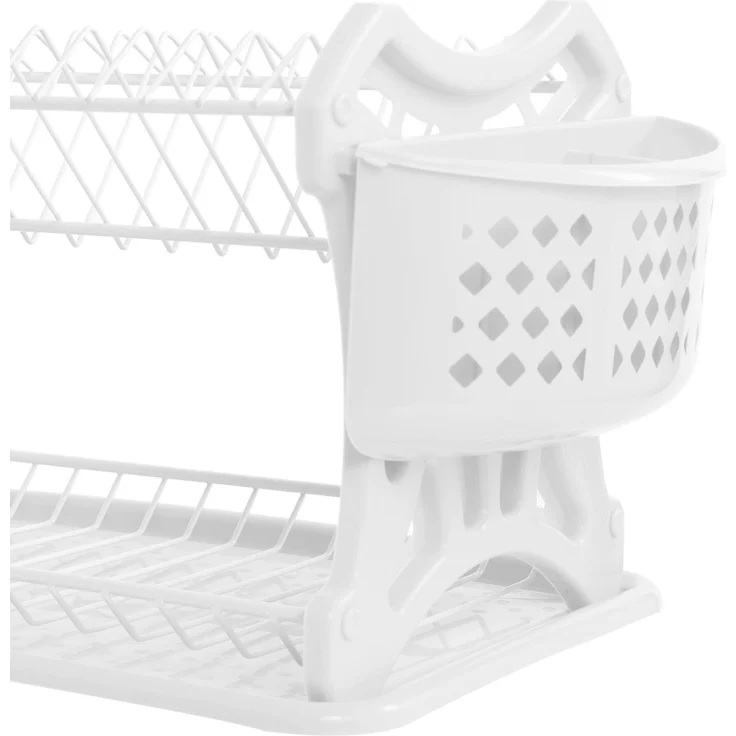 DanDiBo Abtropfgestell Geschirr 2 Etagen Weiß Abtropfständer PK52 Abtropfkorb Abtropfgitter Abtropfschale Tellertrockner mit Untersetzer und Besteckkorb – Bild 4