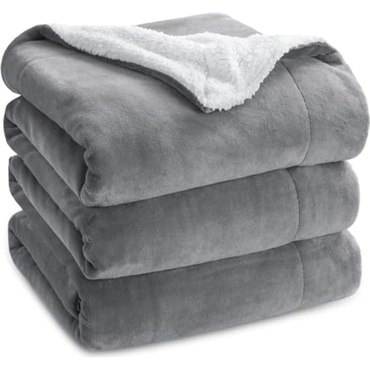BEDSURE Decke Sofa Kuscheldecke Grau - warm Sherpa Sofaüberwurf Decke, Dicke Sofadecke Couchdecke, 230x270 cm Flauschige Wohndecke für Couch – Bild 2