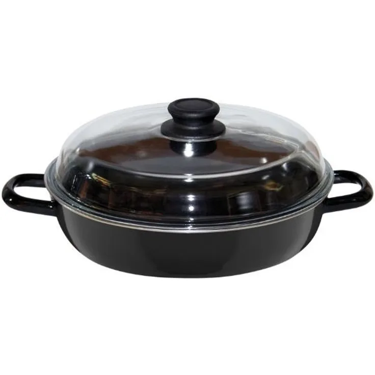 Riess Schmor- Bratpfanne mit Glasdeckel Ø20cm schwarz Emaille
