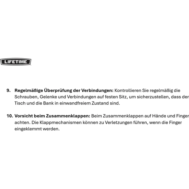 Lifetime Bierzeltgarnitur, 3-teilig, klappbar, Kunststoff weiß, 182 x 76 x 74 cm – Bild 8