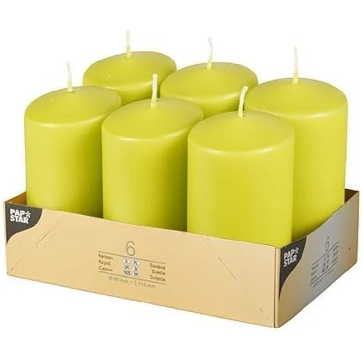 6 Stumpenkerzen Ø 60 mm · 115 mm kiwi – Bild 3