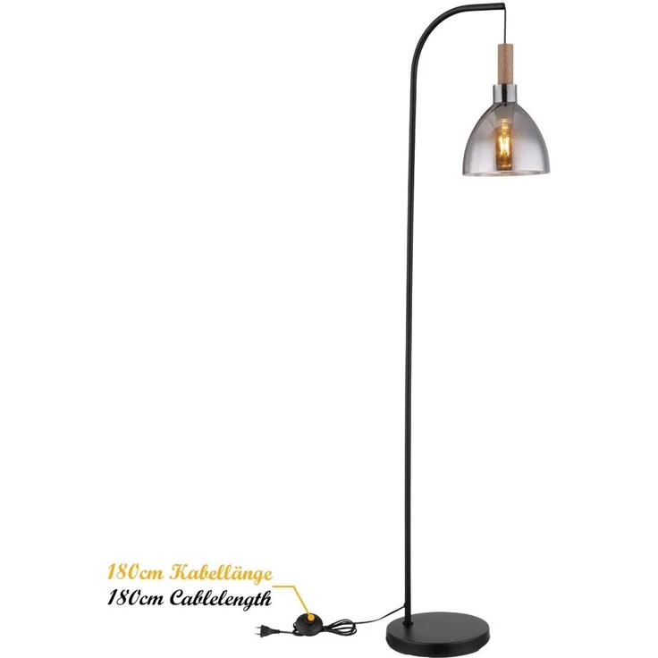 Stehleuchte Wohnzimmer Rauchglas Stehlampe Schwarz Standleuchte Standleuchte – Bild 7