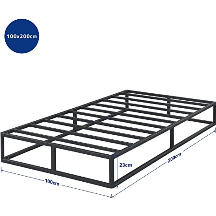 Olee sleep 22cm Modernes Metall-Plattform-Bettgestell / Bett / Metall / Metall-Bettgestell / Stahl-Lattenrost / Matratzenrahmen / Kein Boxspring erforderlich / 100x200 cm / Twin XL / Schwarz – Bild 4