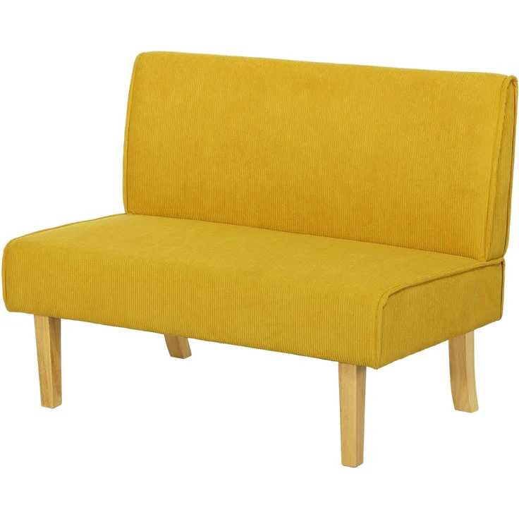 Zweisitzer-Sofa mit Cord-Bezug, dicker Polsterung und soliden Holzbeinen für Wohnzimmer, Schlafzimmer, Büro, Gelb--Gelb--110x62x85cm--YOUDENOVA – Bild 2