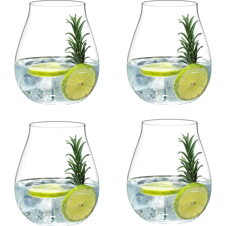 Riedel 5414/67 Gin Tonic Gläser Set 4 Stück + Gratis 4er Set EKM Living Glastrinkhalme, Strohhalme Glas