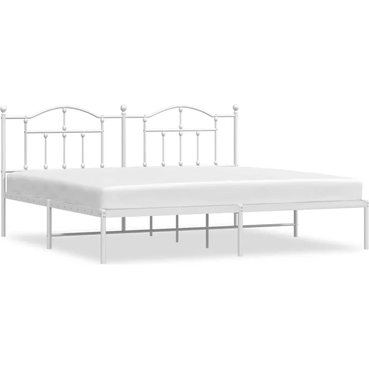 Doppelbett, Bettgestell Modernen mit Kopfteil Metall Weiß 200x200 cm d850e
