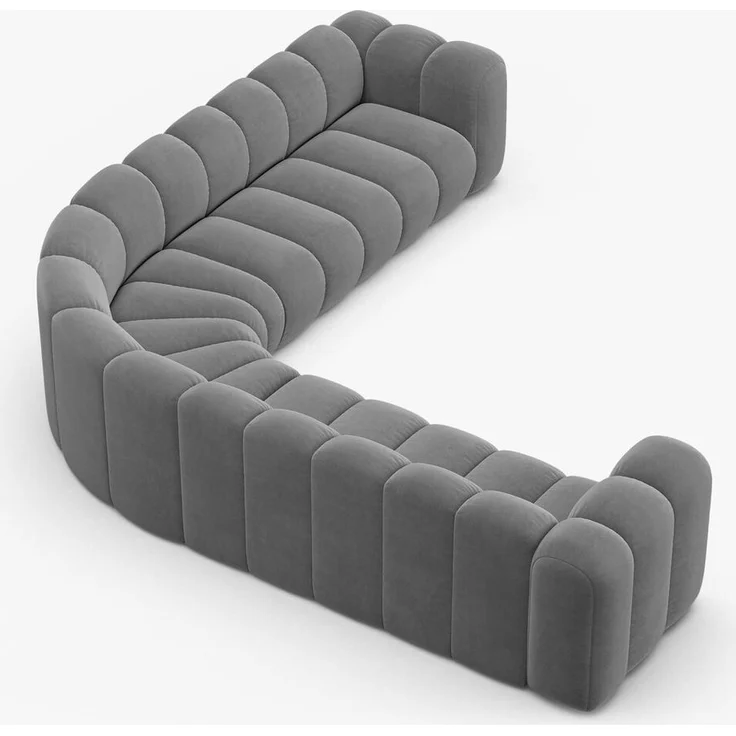 Micadoni symmetrisches Ecksofa Lupine 5-Sitzer Samt Venus Hellgrau – Bild 7