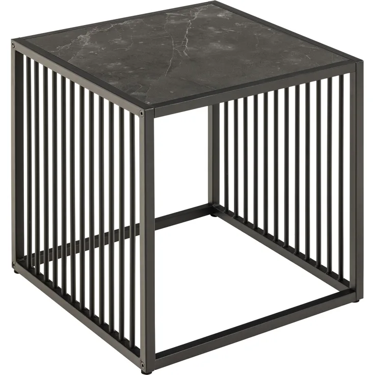 Beistelltisch >Strington< in schwarz, MDF, Stahl - 40x40x40cm (BxHxT)