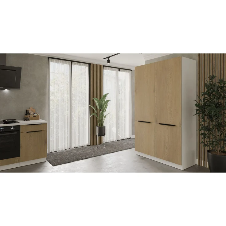 Winkelküche CREMONA ECKE 1 - 215 x 220 + 120 cm Eiche hell Küchenzeile Küchenblock Singleküche Einbauküche Küche Eckküche – Bild 3