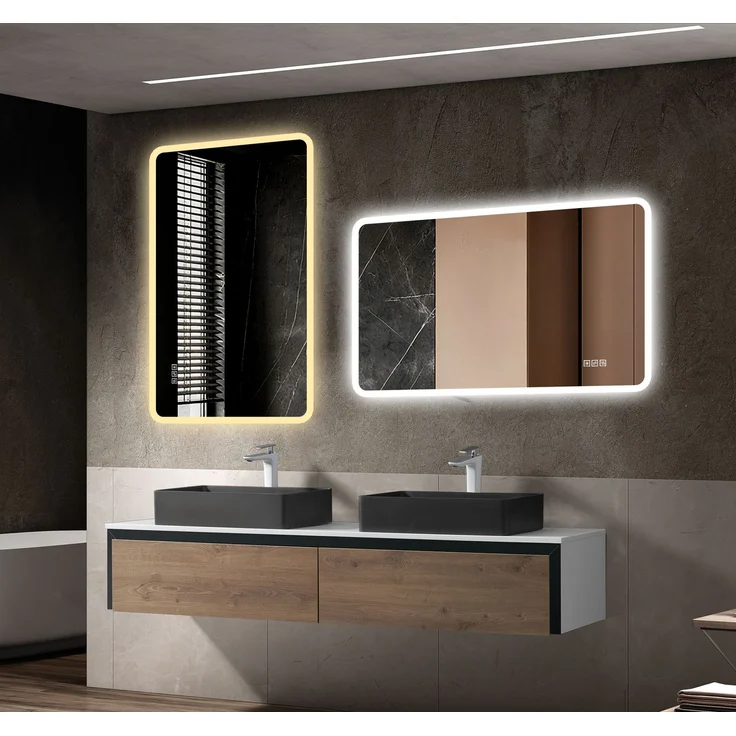LED-Badezimmerspiegel aus Glas, dimmbar & beschlagfrei, 60x100 cm, Silber – Bild 5