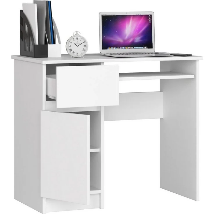 Raumhirsch Furniture Schreibtisch 90 cm Breite - Computertisch 90 cm Breite - Optimale Arbeitsfläche, Hochwertiges Laminat, Stauraum, elegantes Design, Selbstmontage – Bild 1