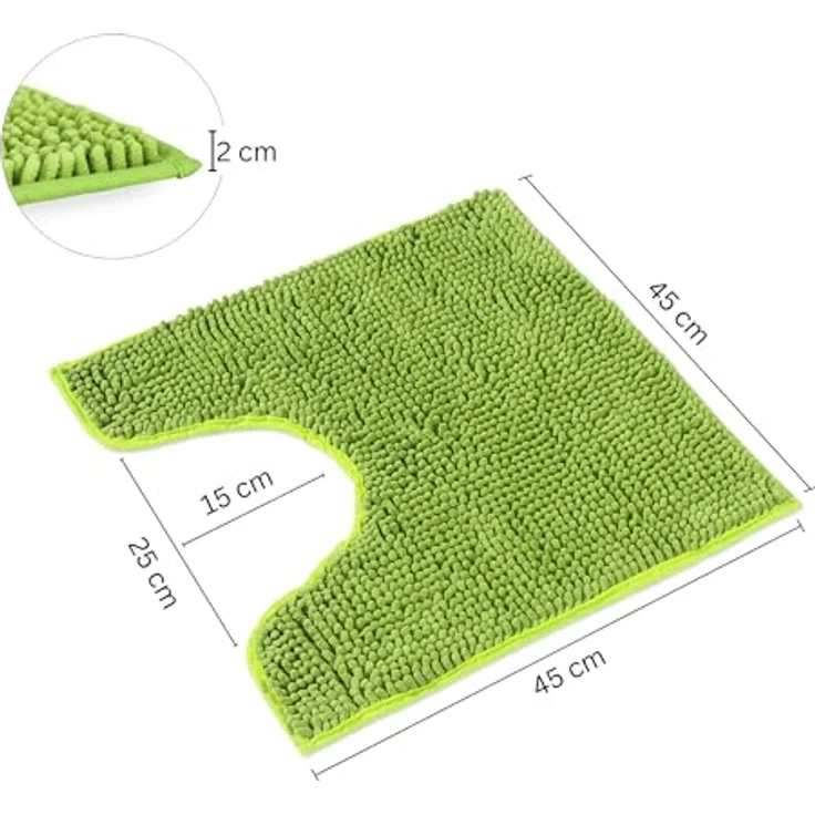 WohnDirect Badematte 45x45 cm MIT WC Ausschnitt | Grün - rutschfest & Waschbar - Badezimmerteppich zum Set kombinierbar, Badvorleger, WC Garnitur, Badteppich – Bild 3
