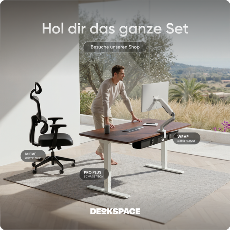 DESKSPACE PRO Plus Elektrisch höhenverstellbarer Schreibtisch, 140x70 cm Stehpult mit Memory-Funktion, Mahagoni Tischplatte, Weißes Gestell – Bild 9