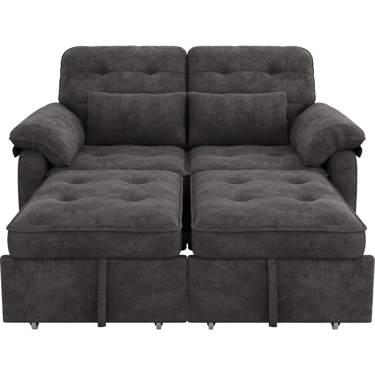 Merax 3-in-1 Doppelschlafsofa, faltbares Sofa mit verstellbarer Rückenlehne und Bettfunktion, umwandelbare Schlafcouch mit USB‑Ladeanschluss, Chenille‑Stoff, Grau – Bild 10