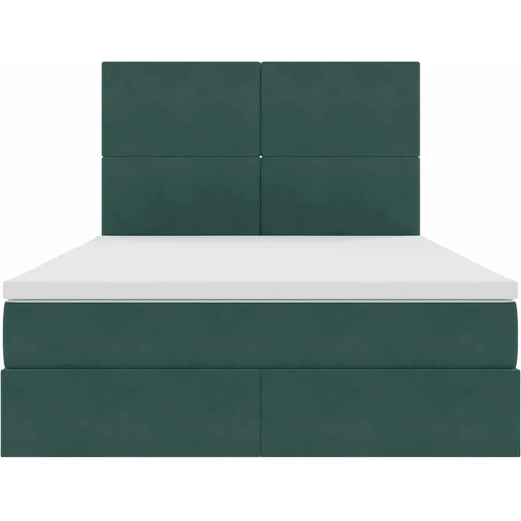 vidaXL Aufbewahrungsbett mit Matratze Dunkelgrün 140 x 190 cm Samt 3371970 – Bild 7