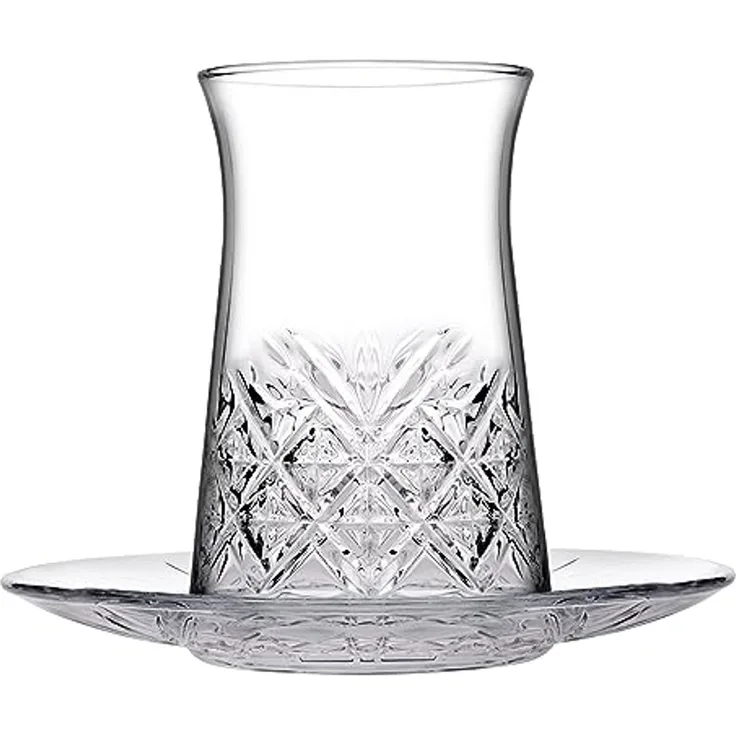 Pasabahce Timeless 96991 Teeglas Set 12 Teilig mit Untertassen 132ml aus Glas transparent