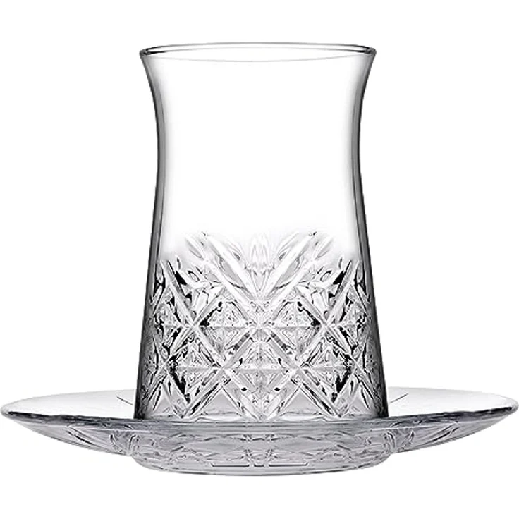 Pasabahce Timeless 96991 Teeglas Set 12 Teilig mit Untertassen 132ml aus Glas transparent – Bild 1