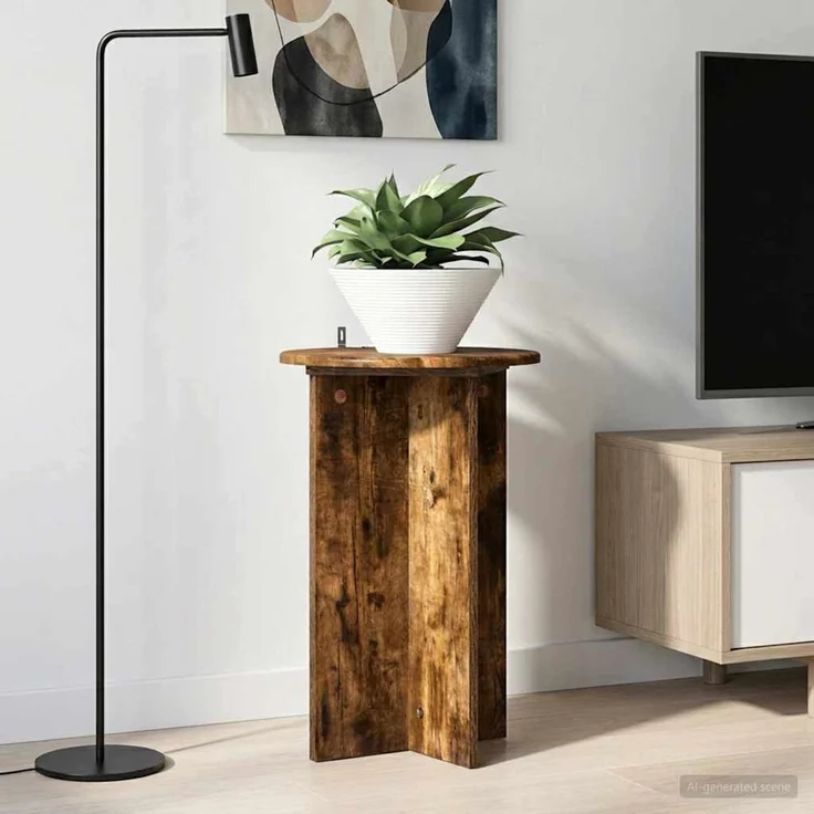 vidaXL Pflanzenständer 2 stk. Räuchereiche Ø40 x 60 cm Holzwerkstoff 899713 – Bild 4