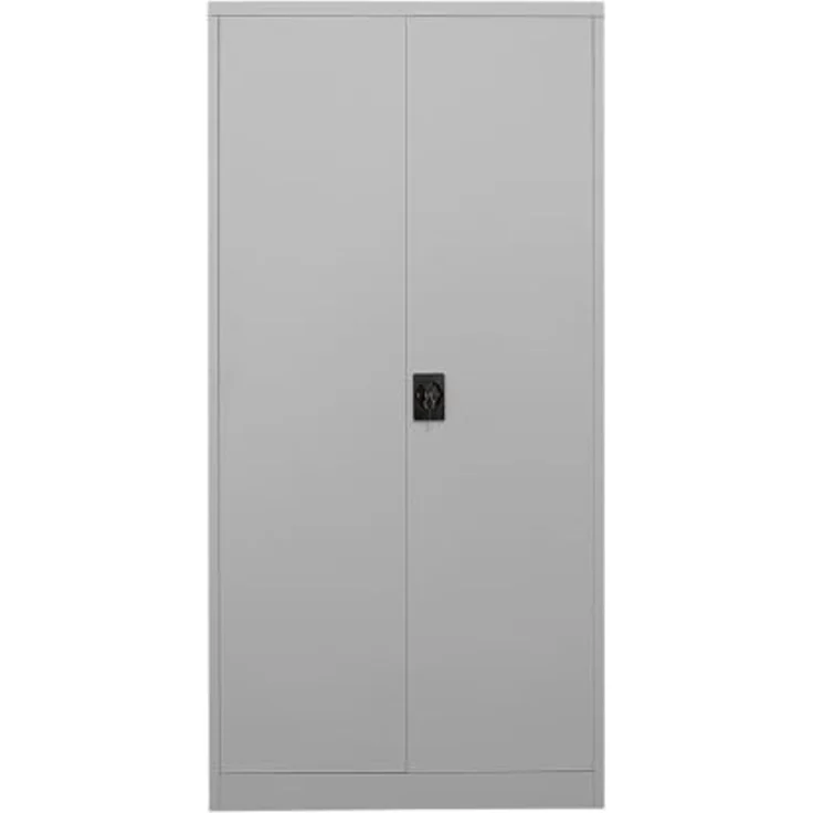 BISLEY Flügeltürenschrank Toolless, 4 Lackierte Fachböden, H 1850 x B 900 x T 400 mm, Werkzeuglose Selbstmontage, 5 OH, Lichtgrau, Abschließbarer Aktenschrank – Bild 1