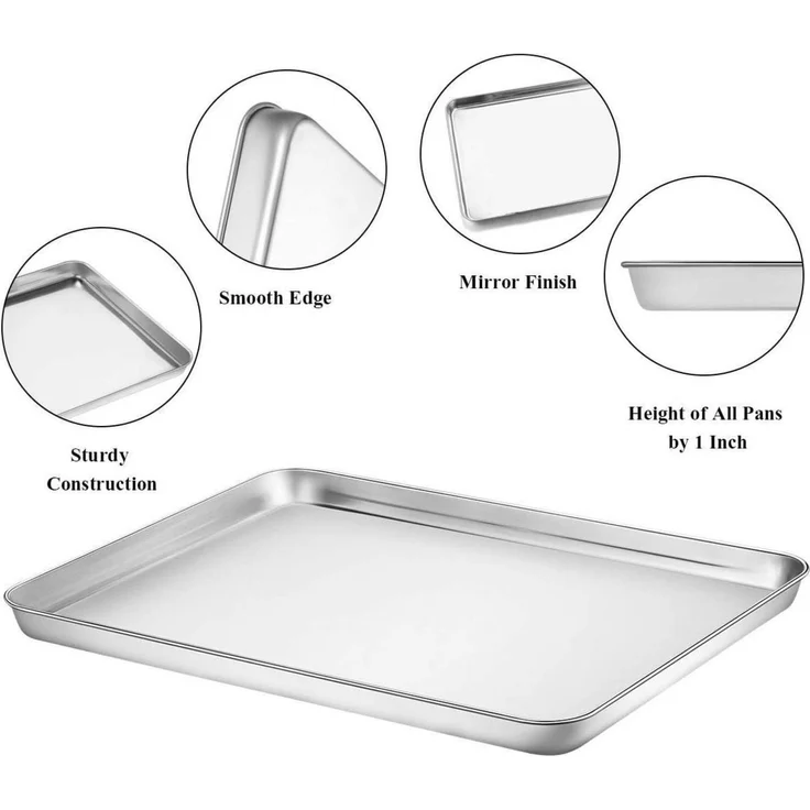 Wildone Edelstahl Backblech Set 30.5x25.4x2.5 CM 2er Pack – Bild 4