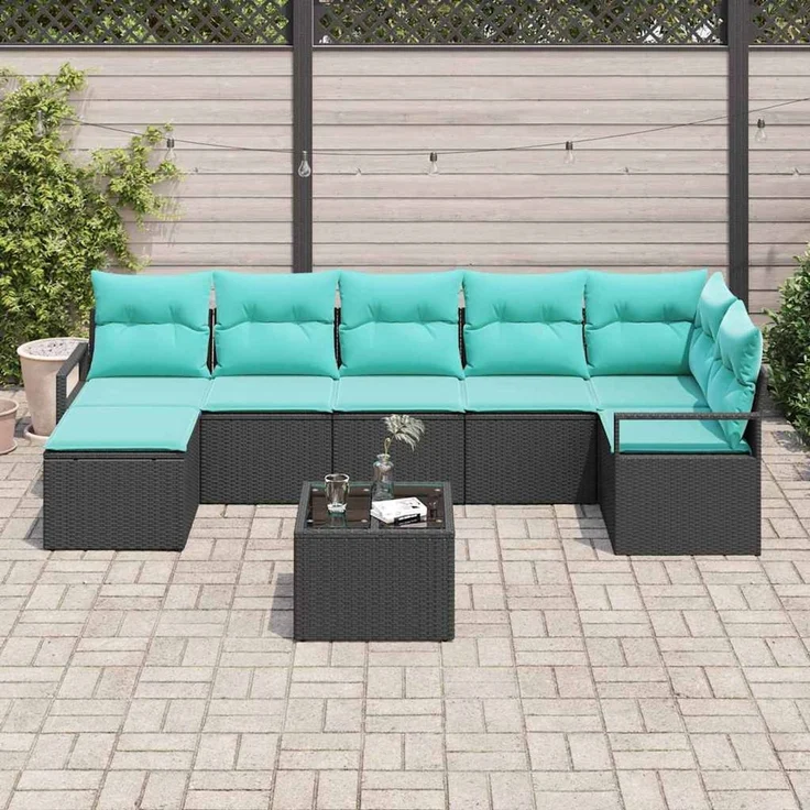 vidaXL Sofa Set 8 stk. Schwarz [Synthetisch]: Poly Rattan 3346486 – Bild 3